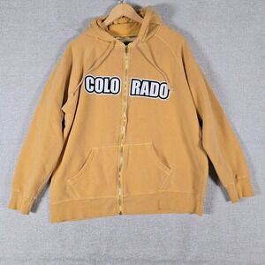 Authentic Pigment Colorado Hoodie Mens Large Yellow Full Zip Cotton Sweatshirt
